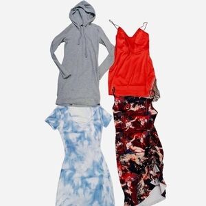 Bundle of 4 womens mini dresses shein Riley James Blue Tie Dye Grey Orange